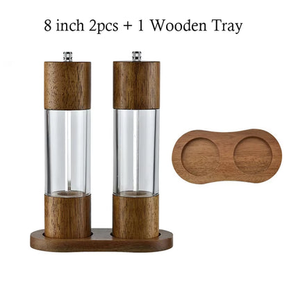 Antique Color Wooden Pepper Mill Manual Salt Spice Grinder with Adjustable Ceramic Core Pepper Grinder Kitchen Helper